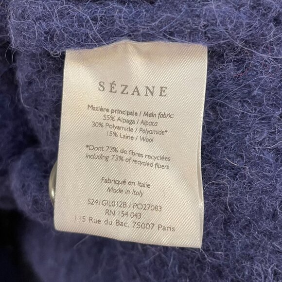 EUC Sezane Basile Mohair Wool Blend Oversized Cardigan Navy Blue Medium - Picture 6 of 7